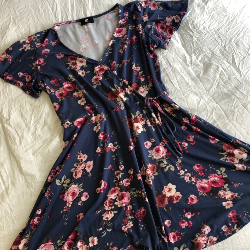 Navy Floral Wrap Dress